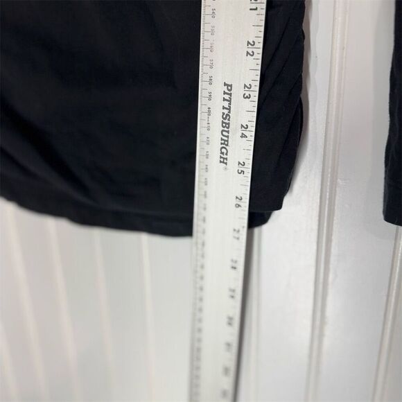 Sundance Black Wrap Long Sleeve Ruched Top M Cotton Stretch Minimalist Boho - Picture 6 of 8